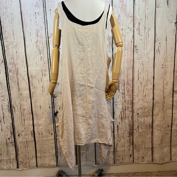 Lin Bohème Linen Lagenlook Jumper Smock Apron Pinafore Tunic Dress Oversized O/S - Picture 5 of 16